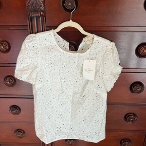 Sezane White Eyelet Top